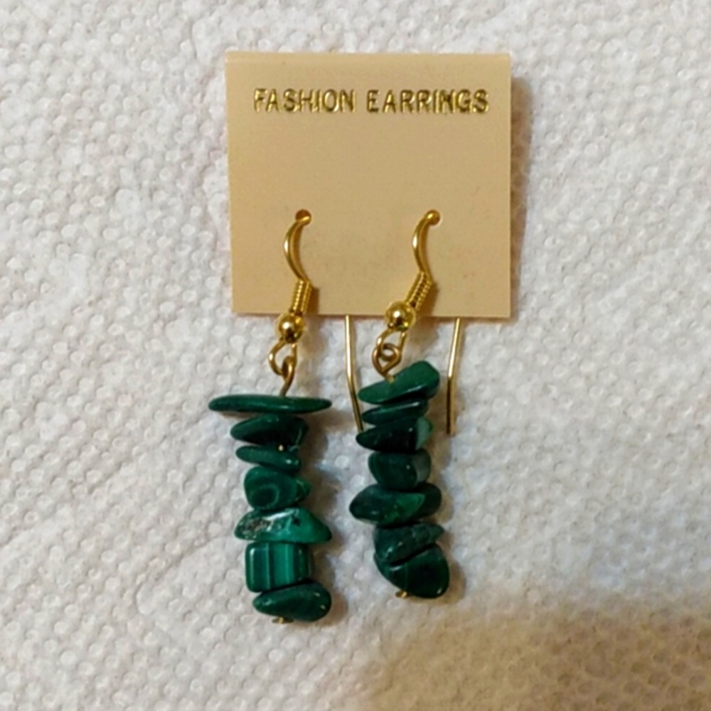 *3/$20* New Malachite Semi Precious Gem Stone Dangle earrings